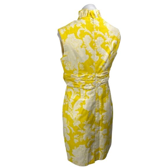 Jessica Howard Yellow Floral Ruffle Faux Wrap Sleeveless Mini Pencil Dress 10P - Picture 2 of 5